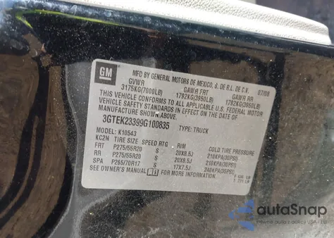 2009 GMC Sierra 1500 Sle from USA, damaged, VIN 3GTEK23399G100835